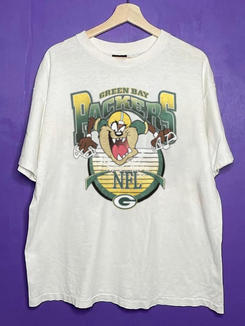Vintage Green Bay Packers Football Looney Tunes Taz Shirt, Retro NFL Packers Tee